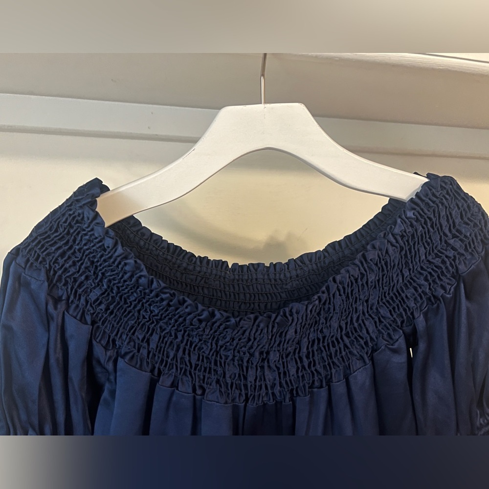 Voom by Joy Han Navy Blouse with Colorful Floral Design - Picture 5 of 7